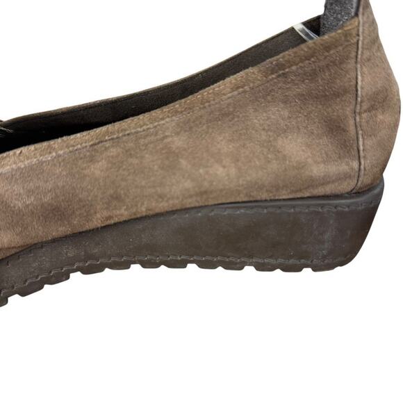 Stuart Weitzman Brown Nubuck Leather Wedge Slip On Casual Comfort Shoes sz 9 - Picture 4 of 16